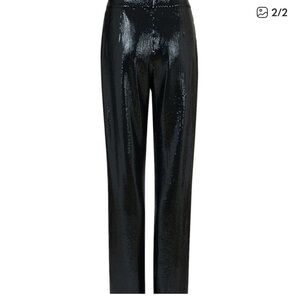 All Saints Oil Slick Dark Green Sequin Women's High Waisted Pants NWT Size 10